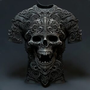 Gothic Nightmare Intricate Skull Sculpture Men's T-Shirt