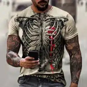 Gothic Rib Cage Skeleton Bloody Mic Drip Men's T-Shirt