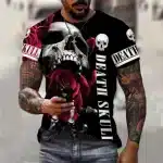 Gothic Romance Red Rose Death Skull Men’s T-Shirt