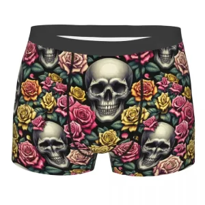 Gothic Rose Floral Skull Garden Male Boxer Briefs