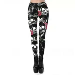 Gothic Rose Hollow Skull Fitness Women's Leggings