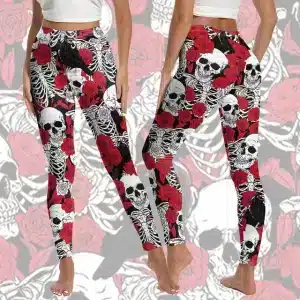 Gothic Rose & Skull All-Over Print Women’s Leggings