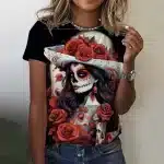 Gothic Rose Sugar Skull Lady Women's T-Shirt