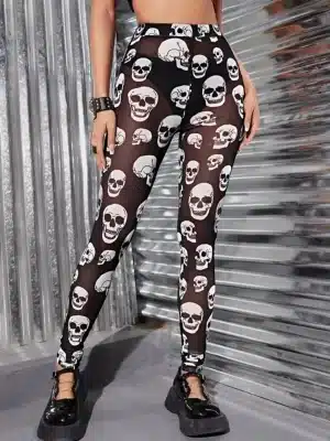 Gothic Skull All-Over Print Fitness Women's Leggings