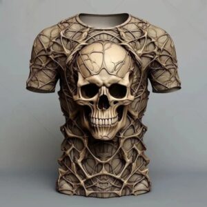 Gothic Skull Ancient Stone Veins Horror Men's T-Shirt