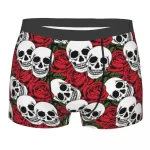 Gothic Skull Bed of Roses Print Horror Men's Boxers