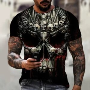 Grim Reaper Bloody Skeleton & Skulls Men’s T-Shirt