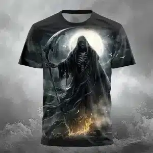 Grim Reaper Skeleton Moonlight Scythe Men's T-Shirt