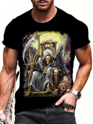 Grim Reaper Skeleton Throne Horror Men’s T-Shirt