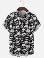 Grunge Skull Cluster Art Horror Men’s Hawaiian Shirt