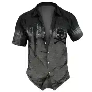 Grunge Skull Crossbones Horror Men’s Hawaiian Shirt