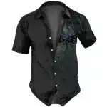 Grunge Skull Wings Button Up Men’s Hawaiian Shirt