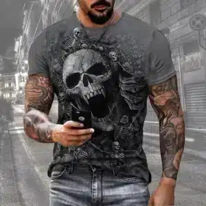 Harrowing Cracked Skull Skeletons Horror Men’s T-Shirt