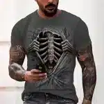 Heart of Courage Ripped Chest Skeleton Men’s T-Shirt