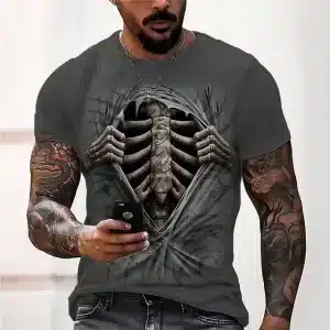 Heart of Courage Ripped Chest Skeleton Men’s T-Shirt