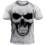 Horror Smiling Skull Art Gray Short Sleeve Men's T-Shirt