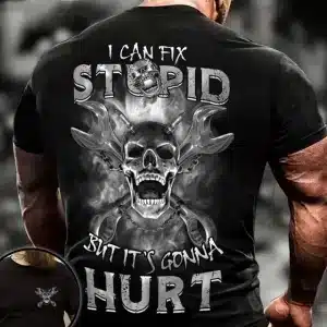 I Can Fix Stupid Cross Wrench Skull Punk Men's T-Shirt