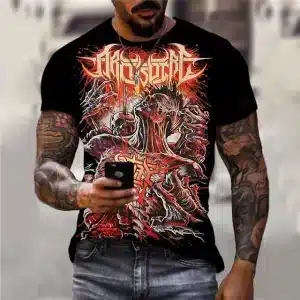 Infernal Slayer Skeleton Metal Graphic Men’s T-Shirt