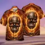 Inferno Flame Blazing Skull Men’s Hawaiian Shirt