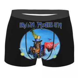 Iron Maiden Skeleton Holding USA Flag Men's Boxers