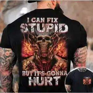 It's Gonna Hurt Flame Inferno Skull Badass Men's T-Shirt