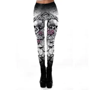 Lethal Angel Skull Wings Print Women's Leggings