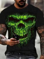 Luminous Green Ape Skull Horror Men's T-Shirt