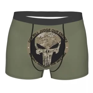 Military Motto Punisher Skull Camoflauge Men's Boxers