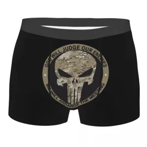 Military Motto Punisher Skull Camoflauge Men's Boxers