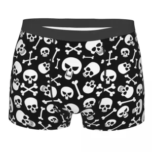 Monochrome Gothic Skull Crossbones Men's Boxers