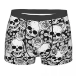 Monochrome Gothic Skull Rose Art Male Boxer Briefs