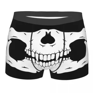 Monochrome Grinning Skull Mouth Male Boxer Briefs