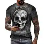 Monochrome Ornate Gothic Sugar Skull Men’s T-Shirt