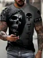 Monochrome Shadow Reaper Death Skull Men’s T-Shirt