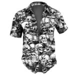 Monochrome Skull Collage Gothic Men’s Hawaiian Shirt