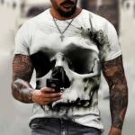 Monochrome Skull Paint Explosion Horror Men’s T-Shirt