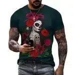 Mystic Rose Day of the Dead Lady Skull Men’s T-Shirt