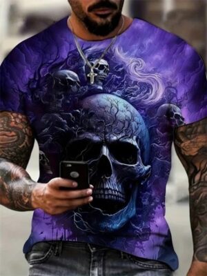 Mystic Wraith Skulls Purple Haze Horror Men’s T-Shirt