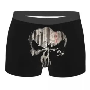 Newsprint The Punisher Skull Abstract Men's Boxers