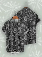 Occult Skulls & Anatomy Symbols Men’s Hawaiian Shirt