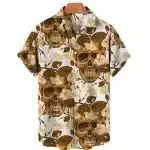 Old Flower Leaves Skull Button Up Men’s Hawaiian Shirt