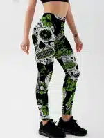 Ornate Floral Skull Spade Workout Women's Leggings