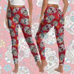 Ornate Red Calavera Skulls Print Women’s Leggings