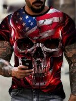 Patriotic Fury American Flag Cracked Skull Men’s T-Shirt