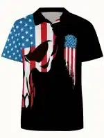 Patriotic USA Skull Flag Split Men’s Polo Shirt