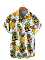 Pineapple Skull Pattern Button Up Men’s Hawaiian Shirt