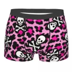 Pink Leopard Skull Crossbones Pattern Men's Boxers