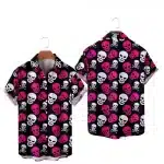 Pink White Skull Print Horror Men’s Hawaiian Shirt