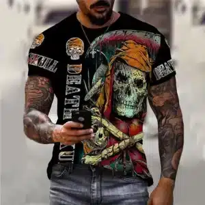 Pirate Curse Death Skull Black Horror Men’s T-Shirt