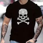 Pirate Skull Crossbones Sparkling Ornate Men’s T-Shirt